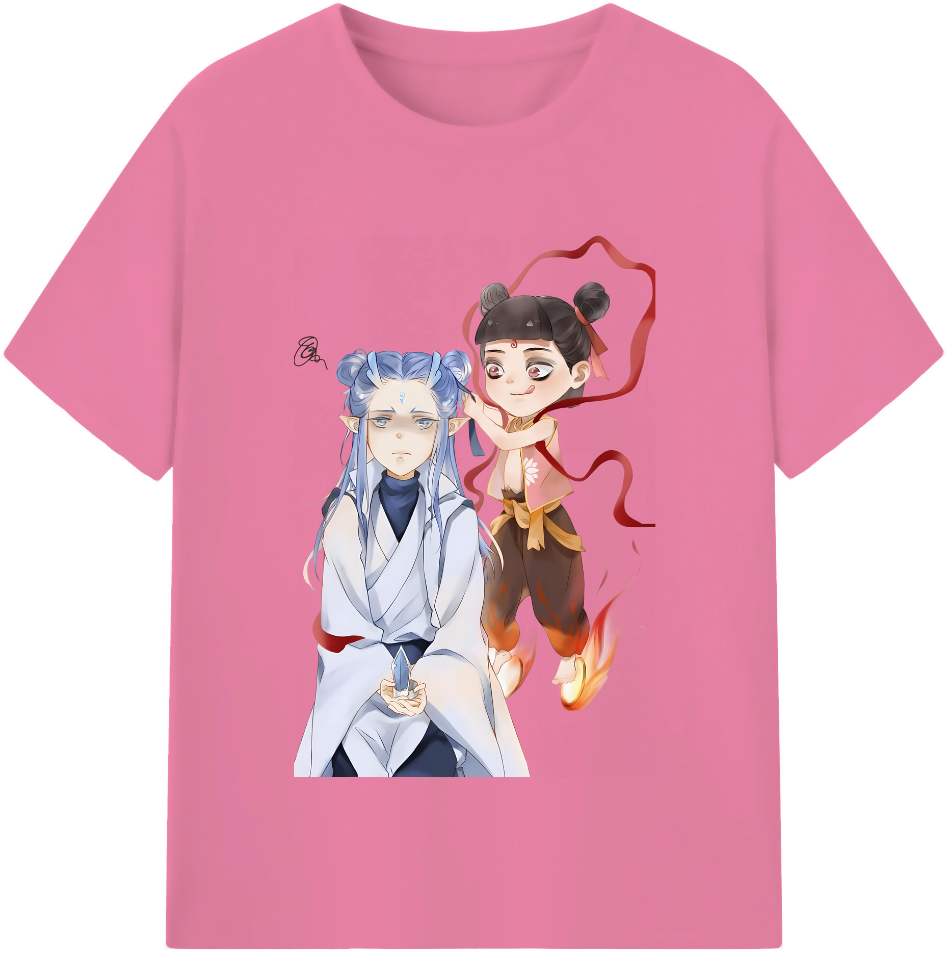 （画像用） Ne Zha 2 ナタ 魔童の大暴れ 綿100％半袖Tシャツ（フロントプリント）